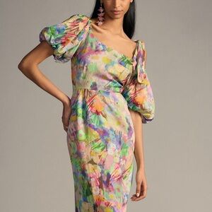 Plenty by Tracy Reese x Anthropologie One Shoulder Puff Sleeve Dress